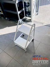 2 Step Steel Ladder 100kg White With Wheels