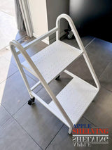 2 Step Steel Ladder 100kg White With Wheels