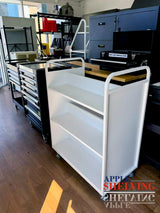 3-Tier Steel Book Cart T-Shaped Shelves With Wheels