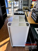3-Tier Steel Book Cart T-Shaped Shelves With Wheels