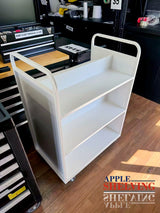 3-Tier Steel Book Cart T-Shaped Shelves With Wheels