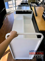 3-Tier Steel Book Cart T-Shaped Shelves With Wheels