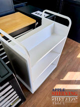 3-Tier Steel Book Cart W-Shaped Shelves With Wheels