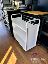 3-Tier Steel Book Cart Flat shelves With Wheels