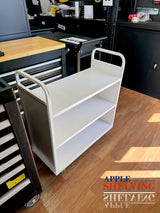3-Tier Steel Book Cart Flat shelves With Wheels