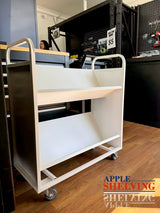 2-Tier Steel Book Cart V-Shaped Shelves With Wheels