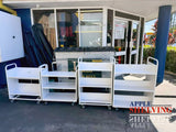 3-Tier Steel Book Cart W-Shaped Shelves With Wheels