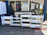 3-Tier Steel Book Cart T-Shaped Shelves With Wheels