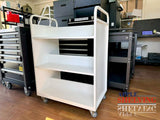 3-Tier Steel Book Cart T-Shaped Shelves With Wheels