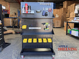 Double-Sided Mobile Steel 4-Pegboard & 2-Louvre Panel Stand