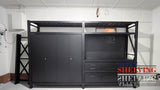9-Drawer Steel Pegboard Workbench w 2 Cabinets on shelf