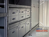 9-Drawer Steel Pegboard Workbench w 2 Cabinets on shelf