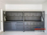 2m(L) 9-Drawer Steel Pegboard Workbench