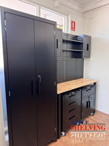 207cm(L) Steel Garage Pegboard Workbench Cabinet System