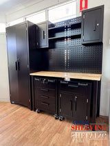207cm(L) Steel Garage Pegboard Workbench Cabinet System