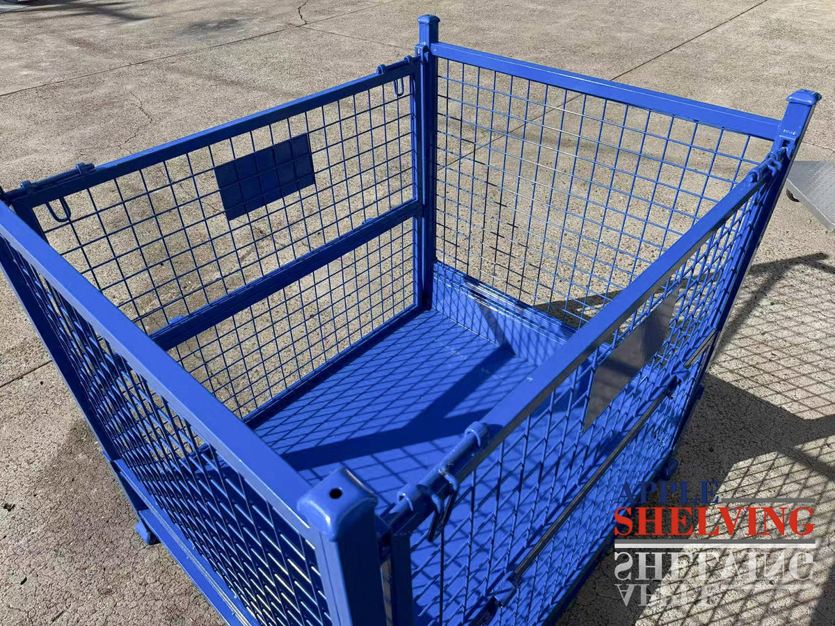1.2*1.0*1.14m Blue Metal Stillage Cage – 700kg Stackable Foldable ...