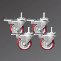 4 Castor Wheels with Brake – 1-Hole Mounting Model for Shelving