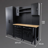207cm(L) Steel Garage Pegboard Workbench Cabinet System