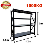 1.2m*2m*0.6m Metal Shelving 1000KG BLACK - Apple Shelving