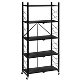 159cm(H) 5-Tier Storage Folding Shelving With Wheels