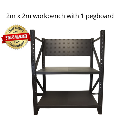 2m(L) 2-Shelf Workbench With 1 Pegboard Set