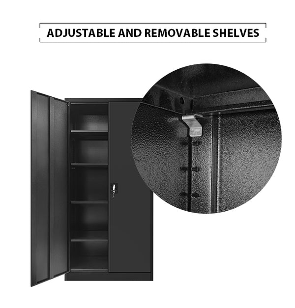 Steel Lockable 2-Door Storage Cabinet – Adjustable Shelves & 30kg Load ...