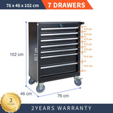 30'' 7-Drawer Roller Cabinet Toolbox With Caster Wheels