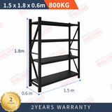 1.5m*1.8m*0.6m 800KG (W*H*D) Steel Shelving