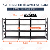 5m*2m*0.6m 3000KG Connecting Shelving With 1.5m Pegboard